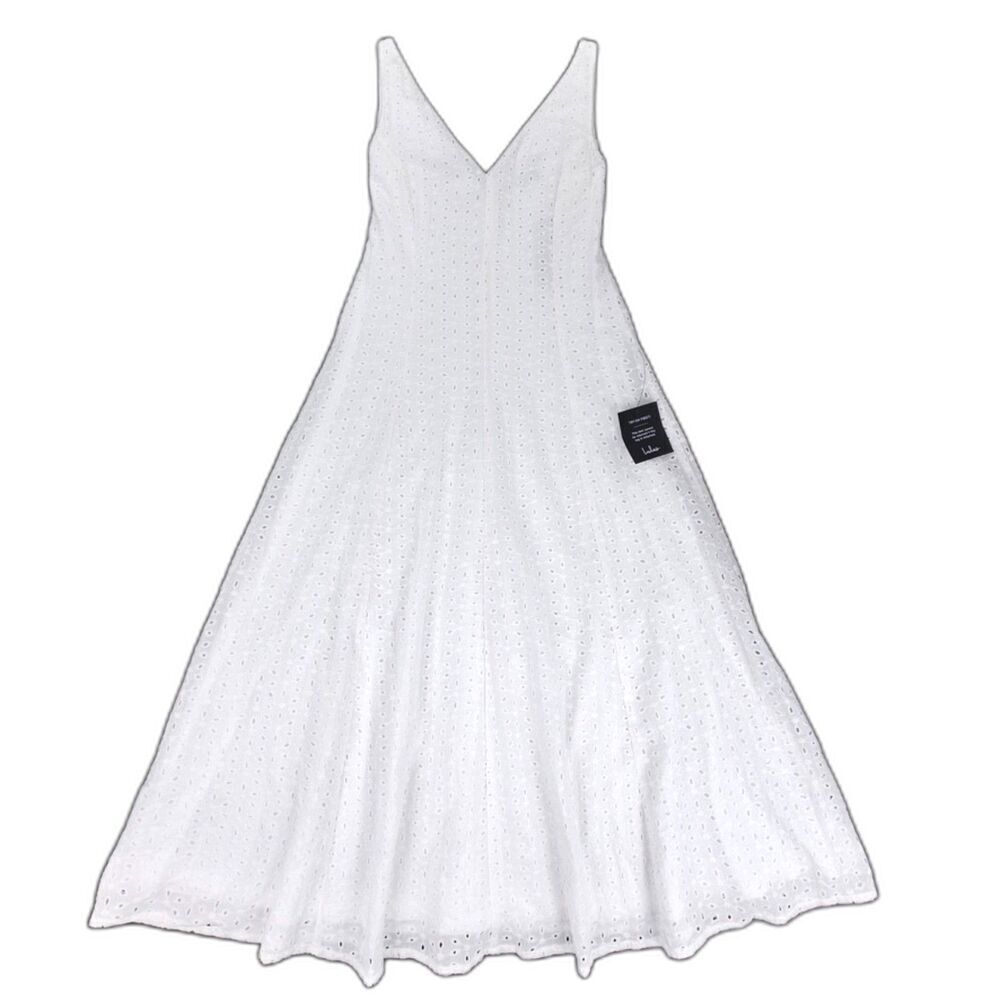 NWT Lulus Simply Sunny White Sleeveless Eyelet Midi Dress Soft Girl Cottagecore